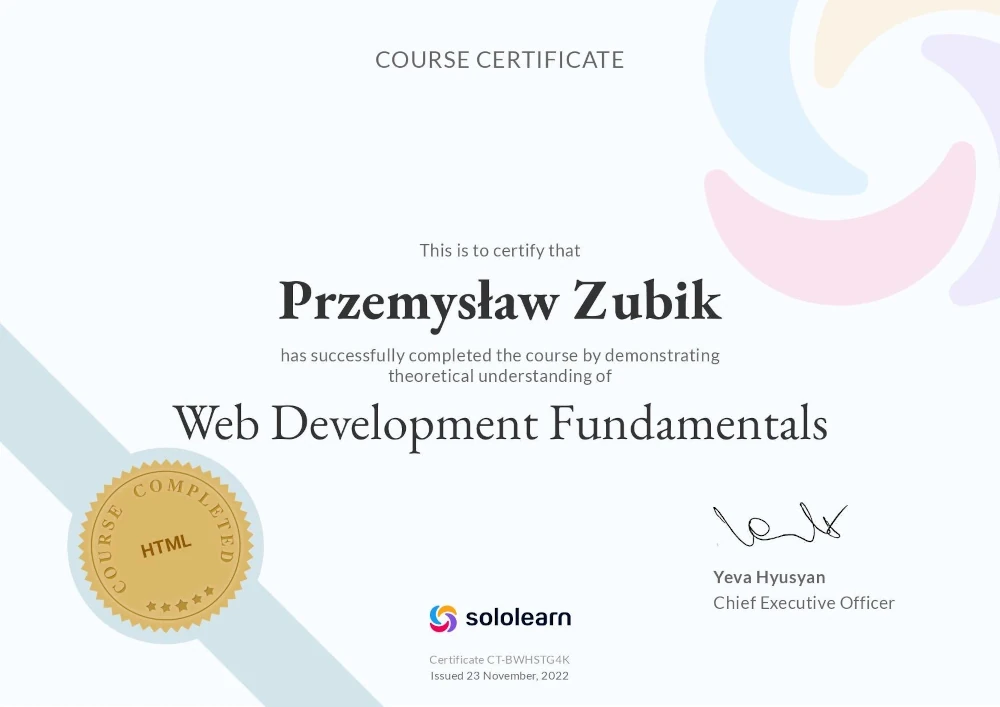 Kurs Web Development,  